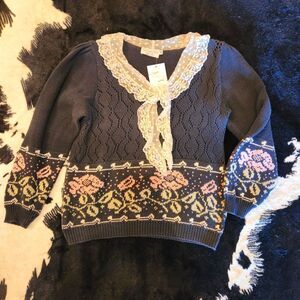 Sweater Loft New York‎ Vintage Lace Trim Sweater Blue Size Medium